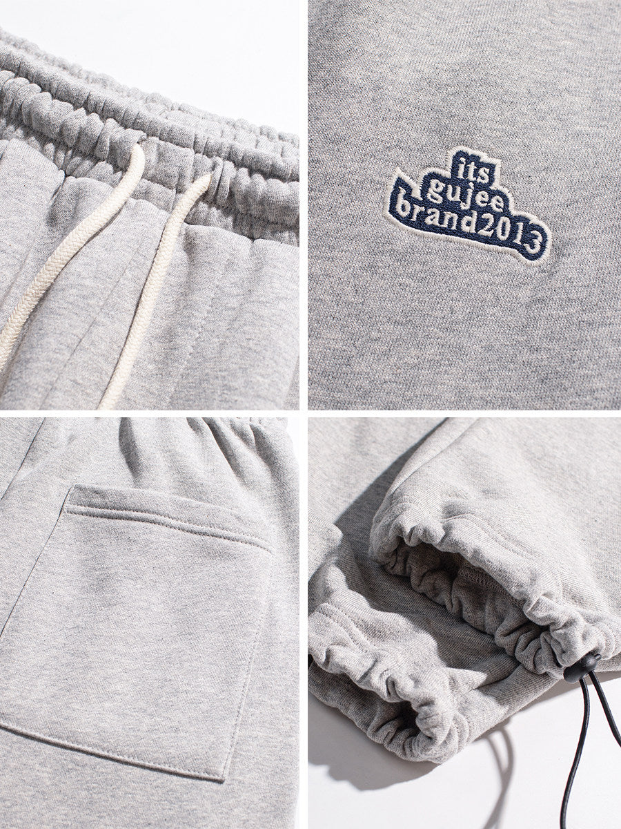 Cotton Drawstring Beam Foot Sweatpants - Gray
