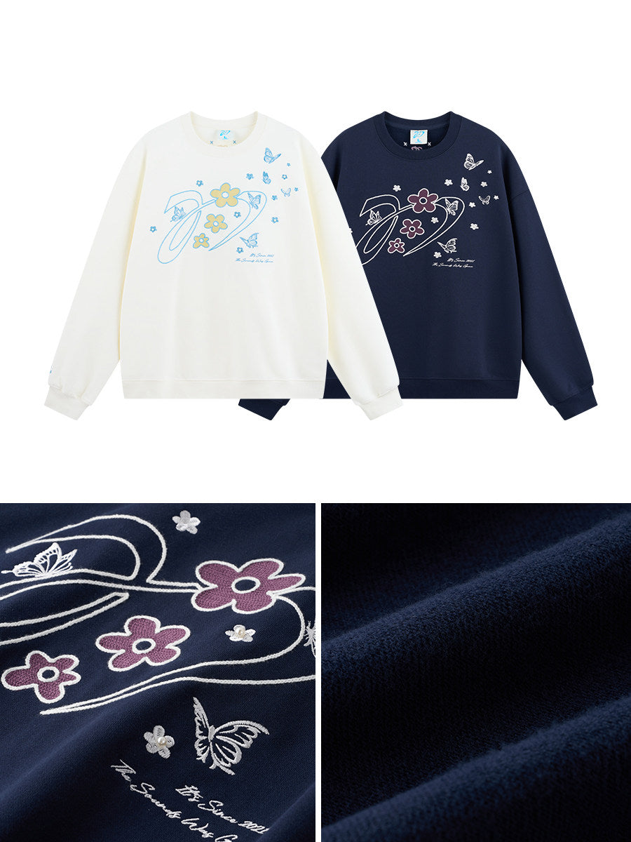 Nartaliy Flower Butterfly Sweatshirt - Navy