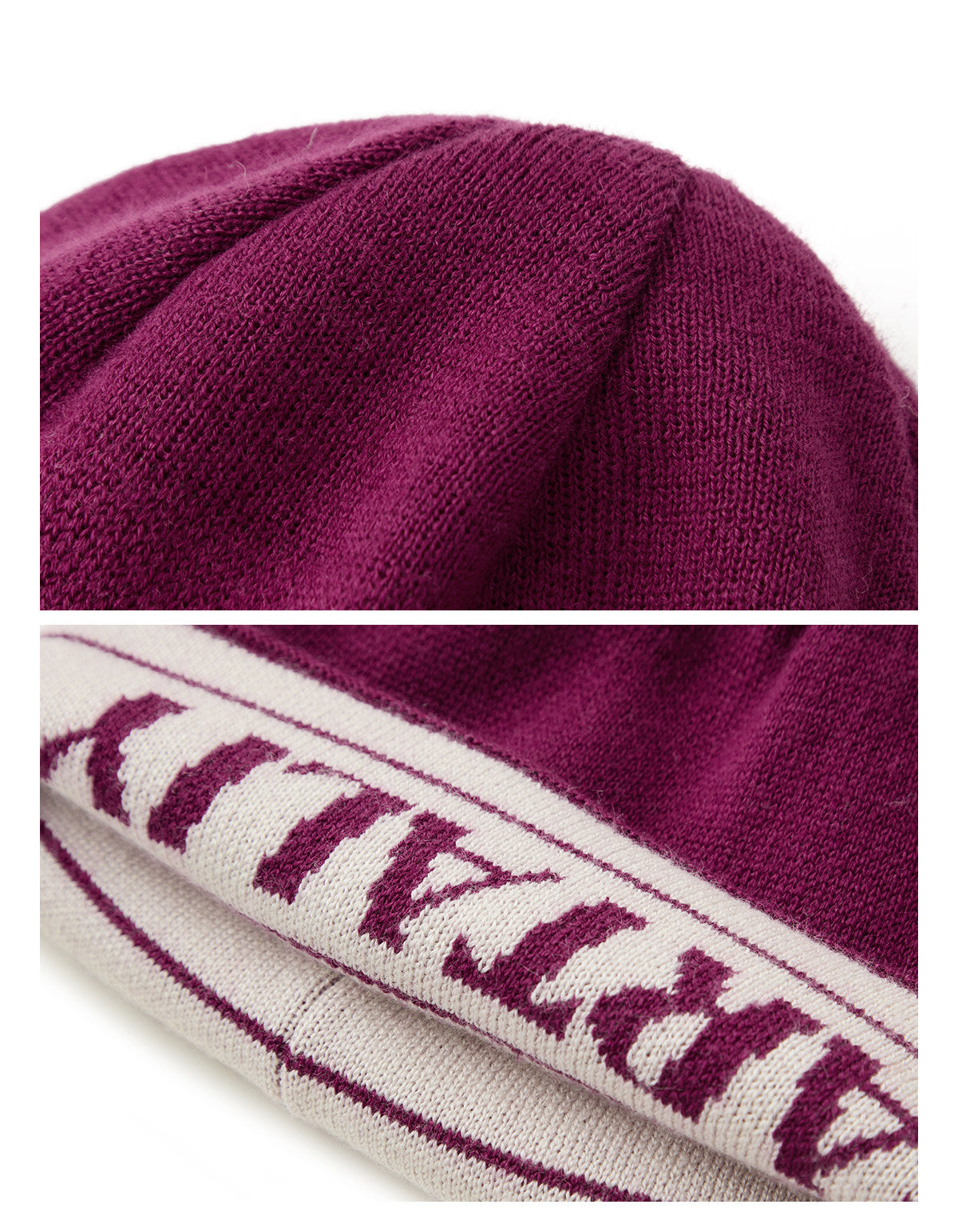 Reversible Knit Beanie - Purple