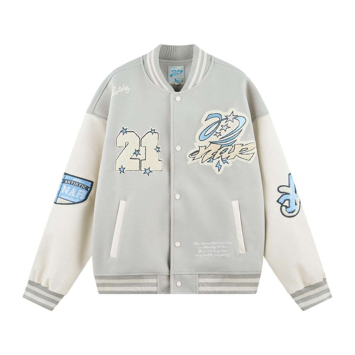 Tornado Logo Embroidery Baseball Jacket - Gray