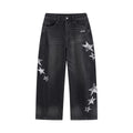 Star Patch Vintage Washed Jeans - Black