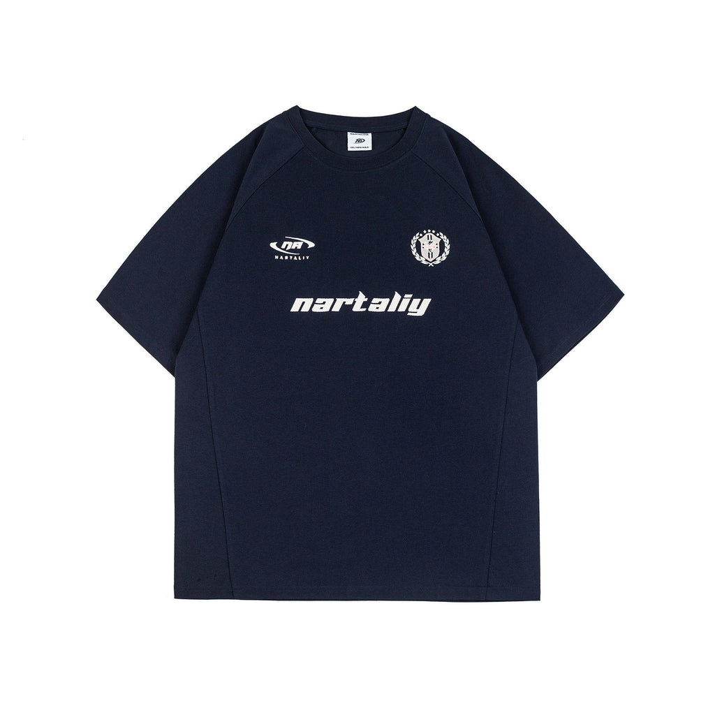 Applique Embroidery Raglan T-Shirt - Navy