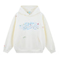 Dot Letter Applique Embroidery Hoodie - White