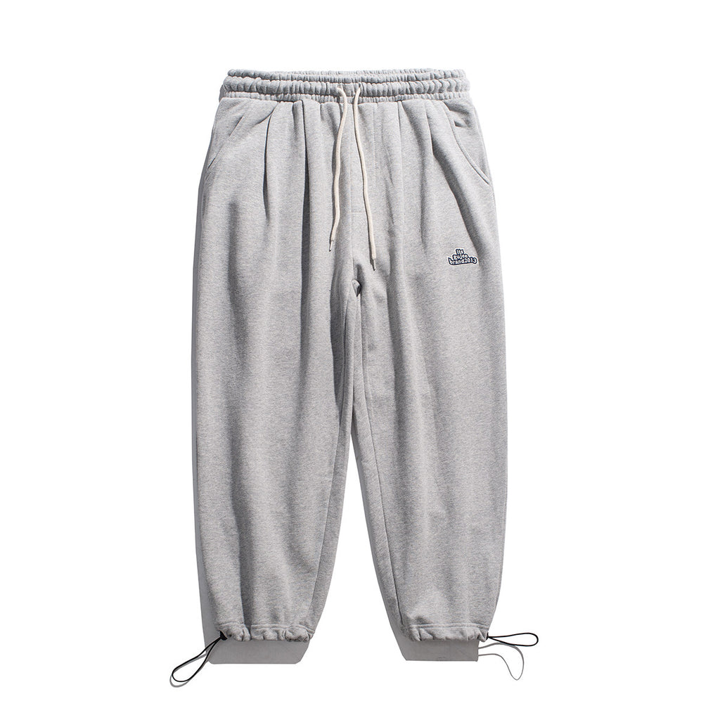 Cotton Drawstring Beam Foot Sweatpants - Gray