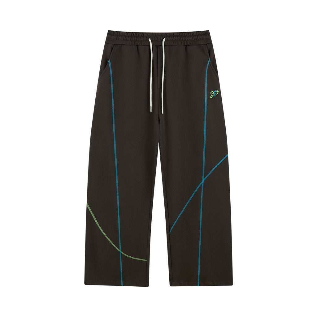 Irregular Straight Sports Pants - Brown