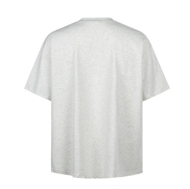 Nartaliy  Portrait Digital Print T-shirt- Light Gray