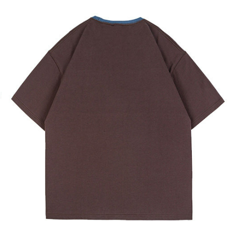 Nartaliy Embroidered Color-Block T-shirt- Brown
