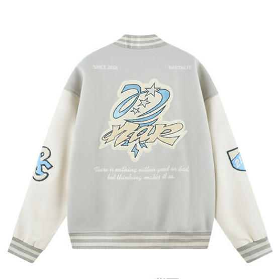 Tornado Logo Embroidery Baseball Jacket - Gray