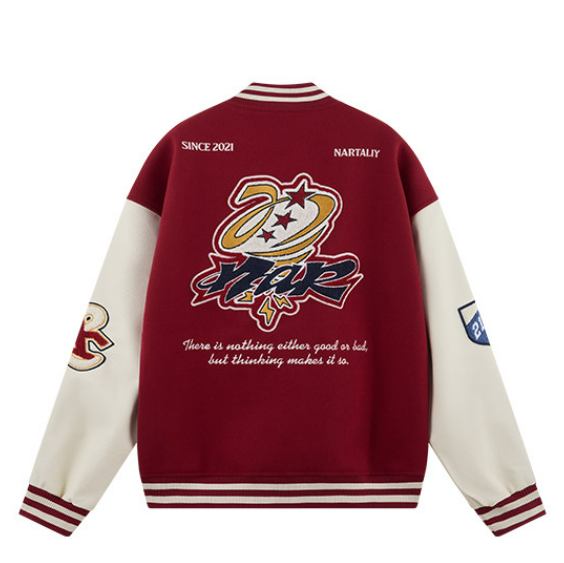 Tornado Logo Embroidery Baseball Jacket - Red