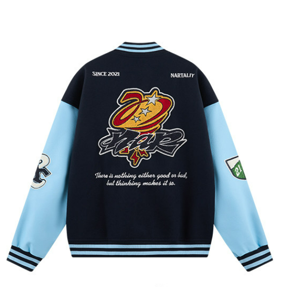 Tornado Logo Embroidery Baseball Jacket - Navy
