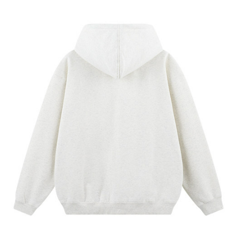 Embroidery Zip-Up Hoodie Coat - White