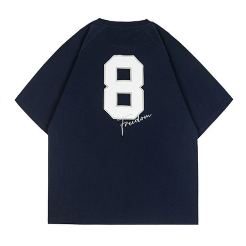 Applique Embroidery Raglan T-Shirt - Navy