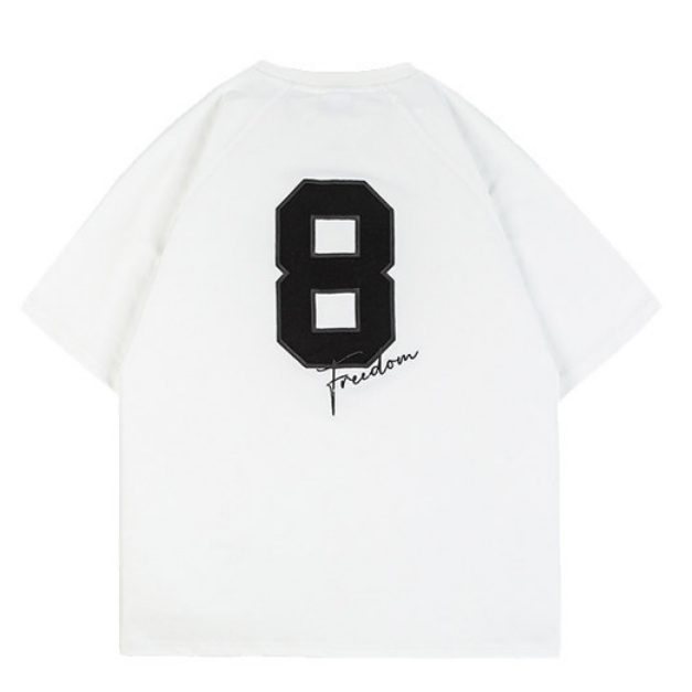 Applique Embroidery Raglan T-Shirt - White