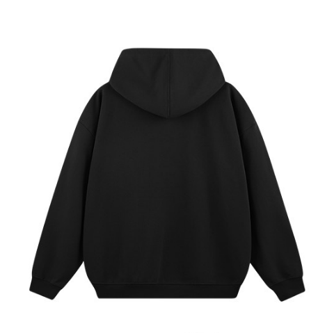Dot Letter Applique Embroidery Hoodie - Black