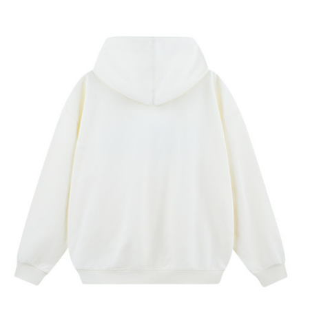 Dot Letter Applique Embroidery Hoodie - White