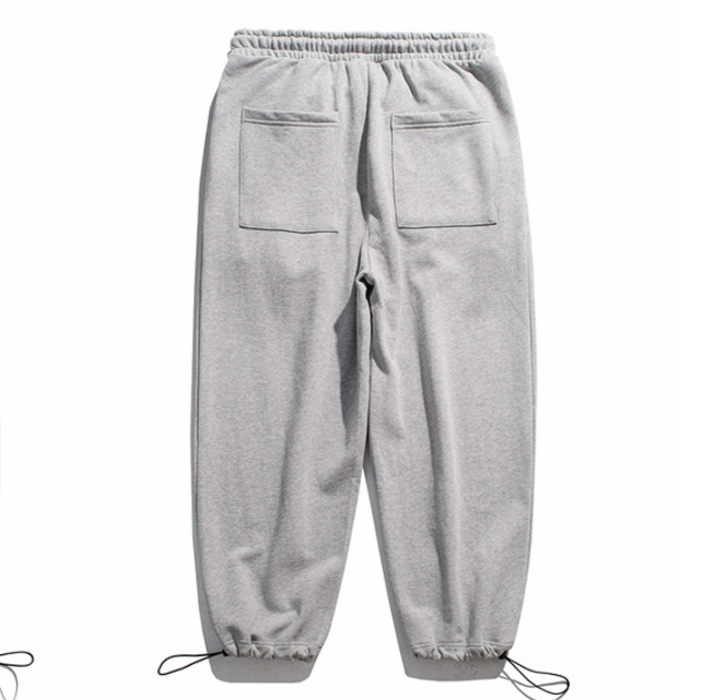 Cotton Drawstring Beam Foot Sweatpants - Gray
