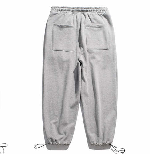 Cotton Drawstring Beam Foot Sweatpants - Gray