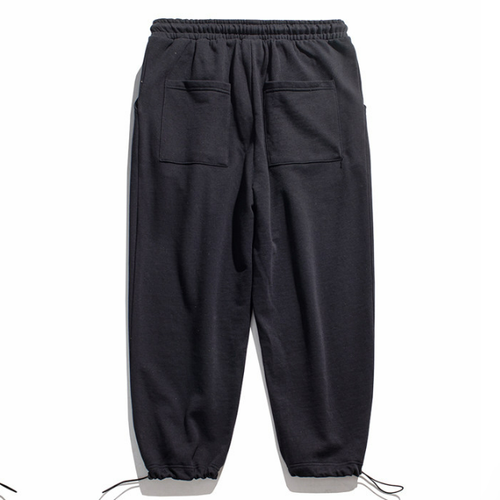 Cotton Drawstring Beam Foot Sweatpants - Black
