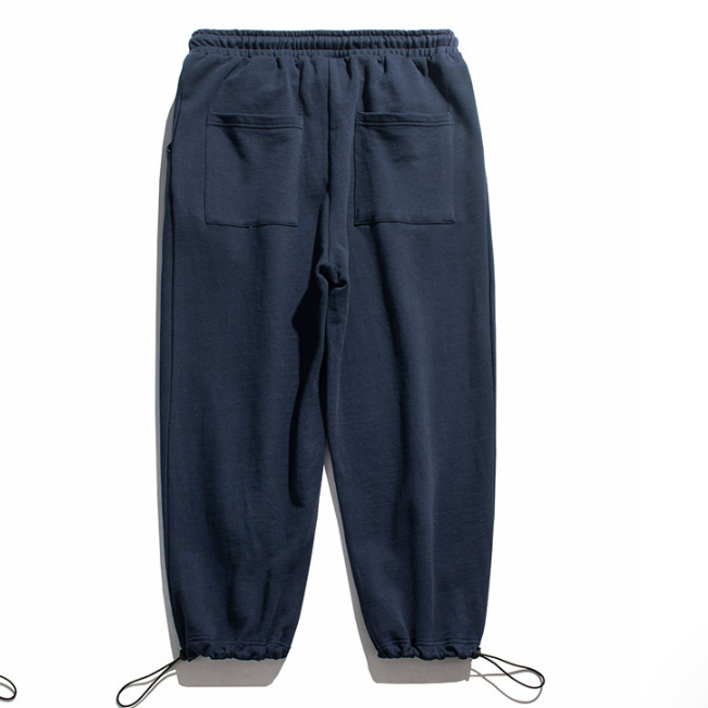 Cotton Drawstring Beam Foot Sweatpants - Navy