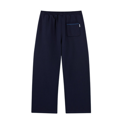 Irregular Straight Sports Pants - Navy